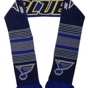 STL blues hockey scarf 66 inches long. Double knit royal blue/dark navy blue